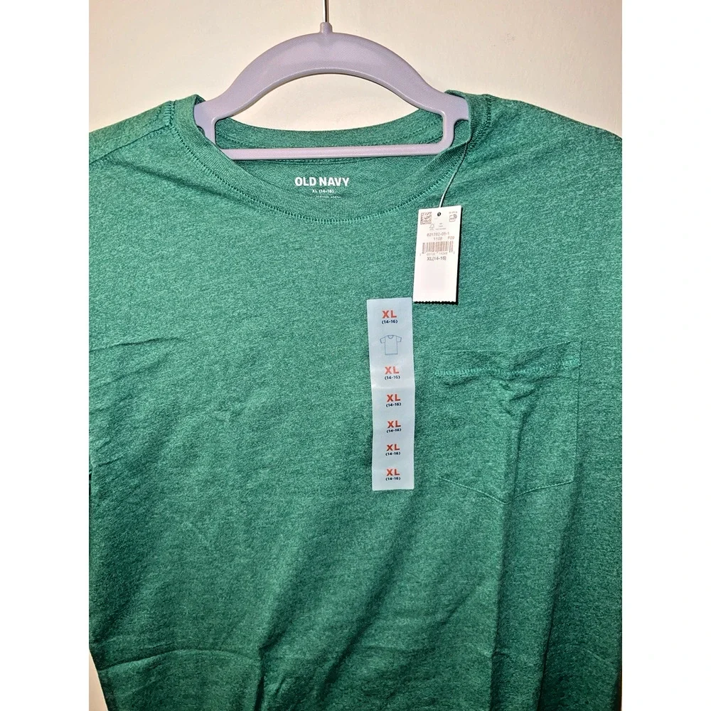 Old Navy Boys' Softest Short-Sleeve Pocket Tee In Green Size XL (14-16) NWT